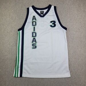 Vintage Adidas Basketball Jersey #3 Mens M White Blue Sleeveless Embroidered Y2K
